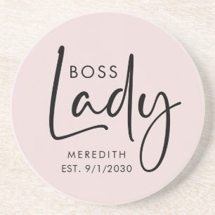 Posavasos Logo de Jefa Rosa Claro Personalizado