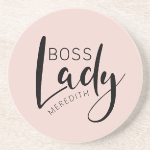 Posavasos Logo de la dama de jefe personalizada rosa de Rubo