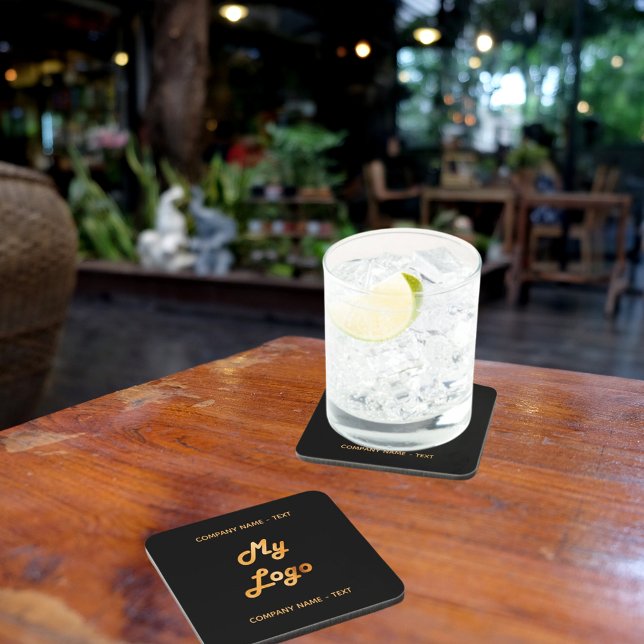 Posavasos Logo de la empresa de negocios eslogan texto oro n (Subido por el creador)