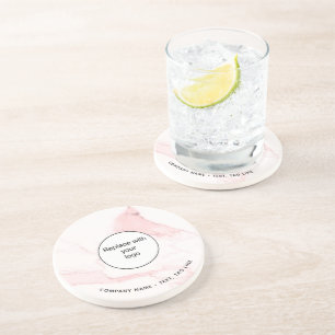 Posavasos Logo de negocios de nombre de mármol rosa elegante