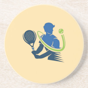 Posavasos Logo del Club de Tenis - Acción dinámica, estilo d