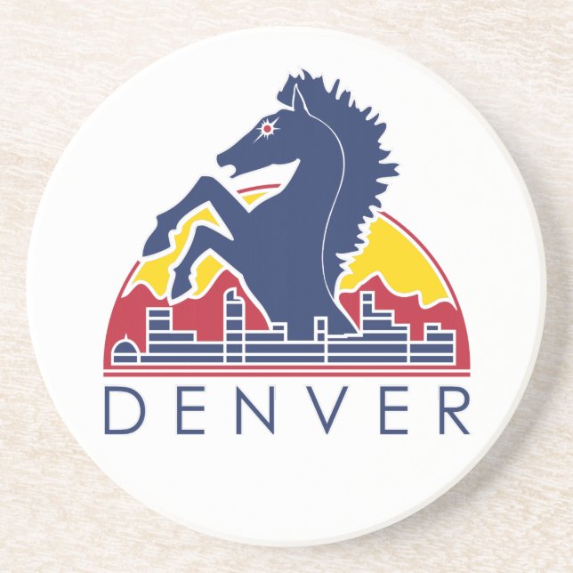 Posavasos Logotipo azul de Denver del caballo (Frente)
