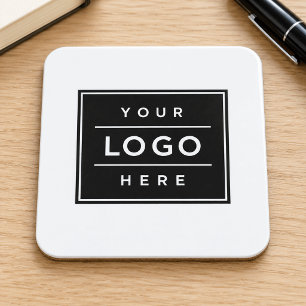Posavasos Logotipo Comercial Blanco Personalizado Cuadrado d