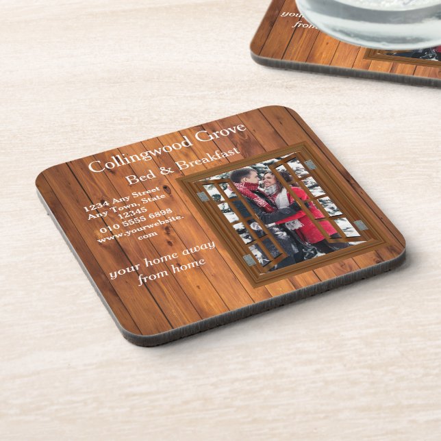 Posavasos Logotipo de alojamiento y desayuno rústico 🌿 Pers (Lado Izquierdo)