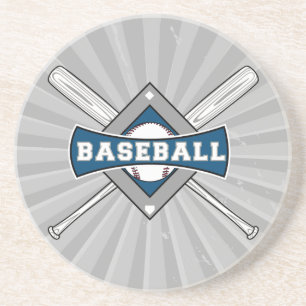 Posavasos logotipo de diamante de béisbol gris azul blanco