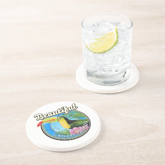 Posavasos logotipo de estilo vintage de las hermosas Islas C