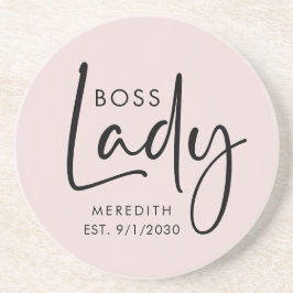 Posavasos Logotipo de la dama jefe Rubor Pink personalizado