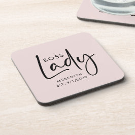 Posavasos Logotipo de la dama jefe Rubor Pink personalizado