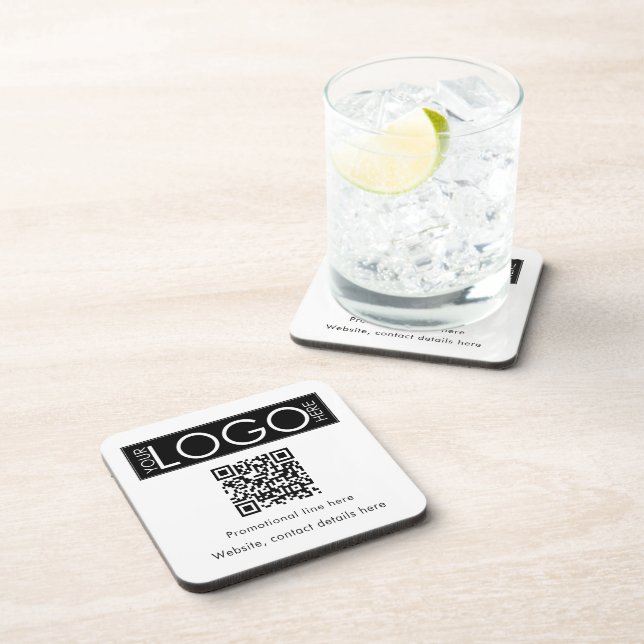 Posavasos Logotipo de negocio personalizado Texto Código QR  (Lado Derecho)