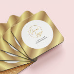 Posavasos Logotipo de oro Regalo corporativo moderno de mark<br><div class="desc">Cree galerías de bebidas de marca personalizado con este logotipo corporativo de White & Gold Business. Presenta un diseño moderno de oro falso con su logotipo en el centro y texto personalizado. Perfecto para promocionar su negocio y usar como regalo corporativo a los clientes, para eventos o en su oficina....</div>