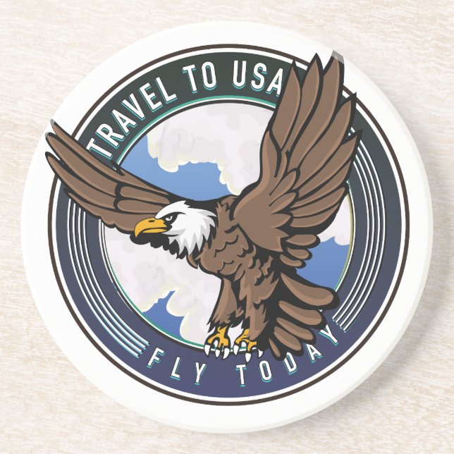 Posavasos Logotipo de viaje de USA Fly today (Frente)