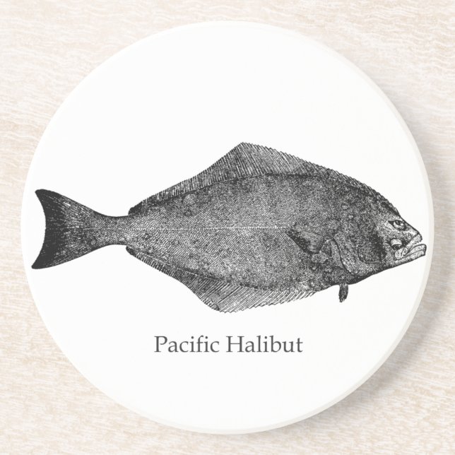 Posavasos Logotipo del halibut pacífico (Frente)