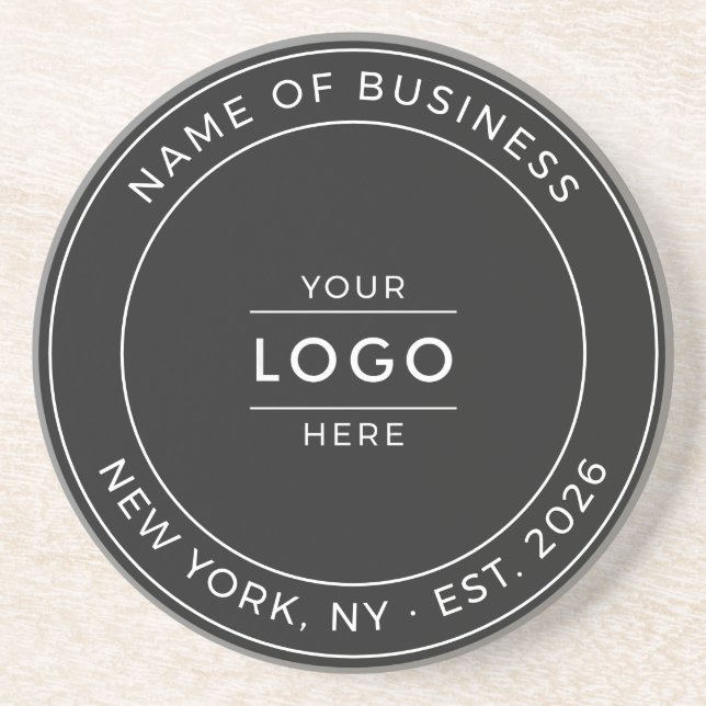 Posavasos Logotipo Empresarial Personalizado Moderno Blanco  (Frente)