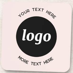Posavasos Logotipo simple con texto comercial Rubor rosa