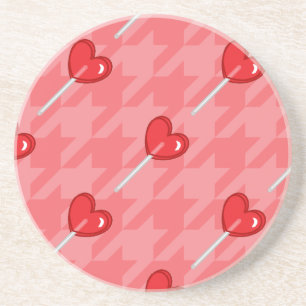 Posavasos lollipop de corazón con hongos rosa