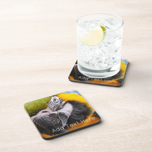 Posavasos Lora Macaw verde, azul y amarilla (Lado Derecho)