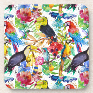 Posavasos Loros coloridos de la acuarela