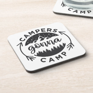 Posavasos Los campistas van a acampar en un campamento