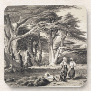 Posavasos Los cedros de Líbano, grabados por Freeman (sepia