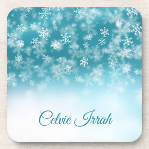 Posavasos Los copos de nieve elegantes personalizaron el
