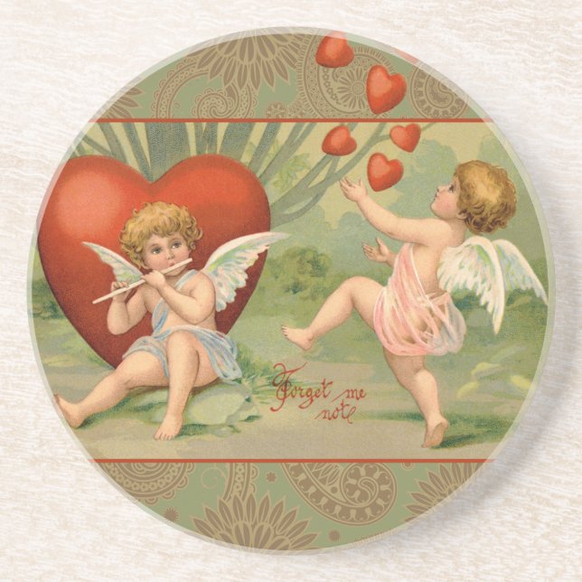 Posavasos Los Cupidos de San Valentín aman la antigua cosech (Frente)