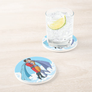 Posavasos Los dos superhéroes de Slipperyjoe besándose perso