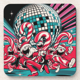 Posavasos Los elfos de Santa Candy Canes bailan bajo disco