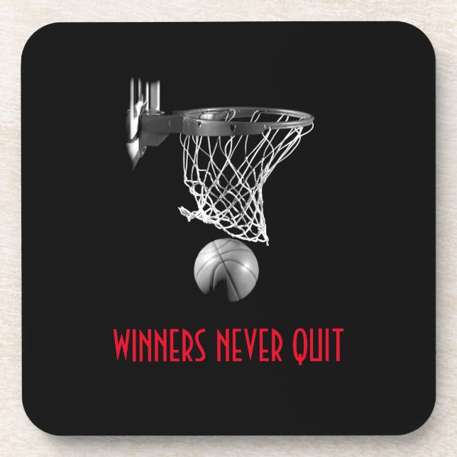 Posavasos Los ganadores nunca abandonan el baloncesto (Frente)