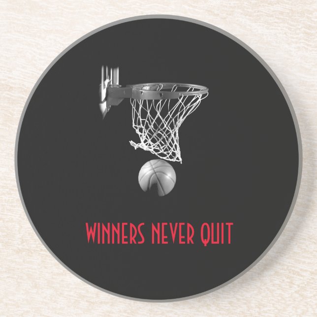 Posavasos Los ganadores nunca abandonan el baloncesto (Frente)