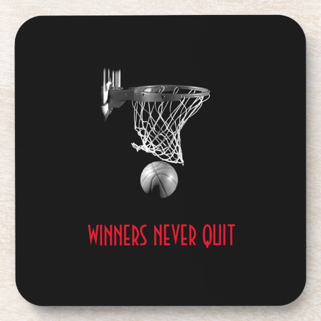 Posavasos Los ganadores nunca abandonan el baloncesto (Frente)