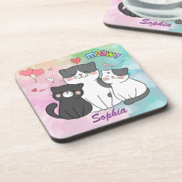 Posavasos Los gatos grisáceos adorables mienten el amor pers