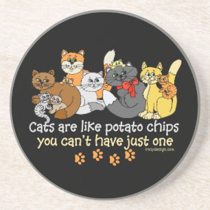 Posavasos Los gatos son como las patatas fritas