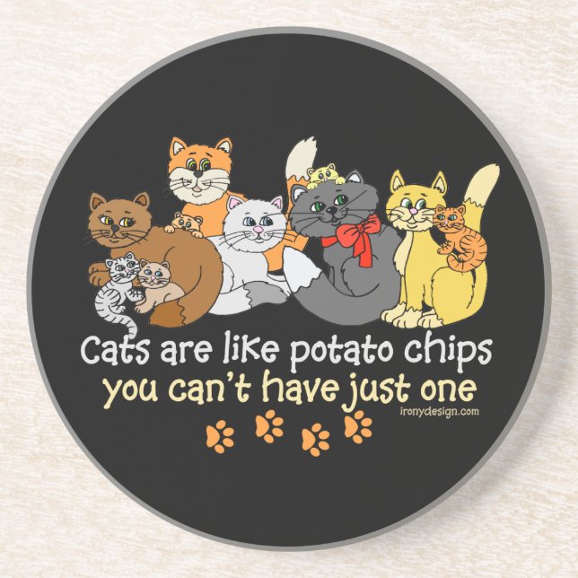 Posavasos Los gatos son como las patatas fritas (Frente)