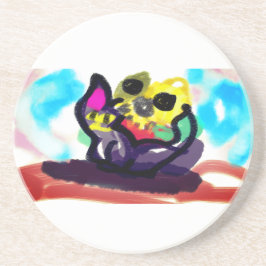 Posavasos Los girasoles y el gato negro