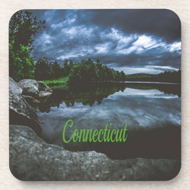 Posavasos Los hermosos árboles del lago de Connecticut (Frente)