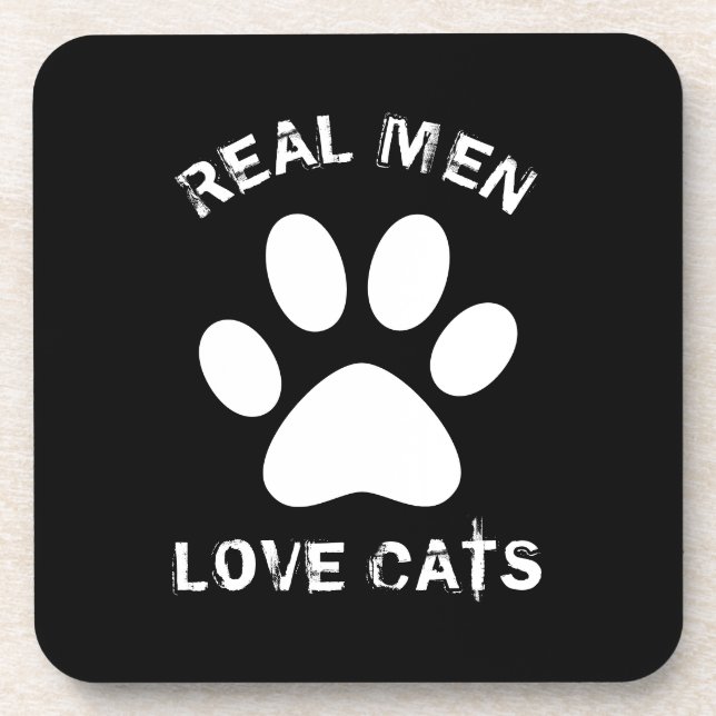 Posavasos Los hombres reales aman a los gatos Personalizado  (Frente)