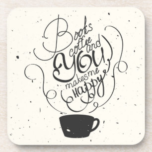 Posavasos Los libros café y usted me hacen feliz