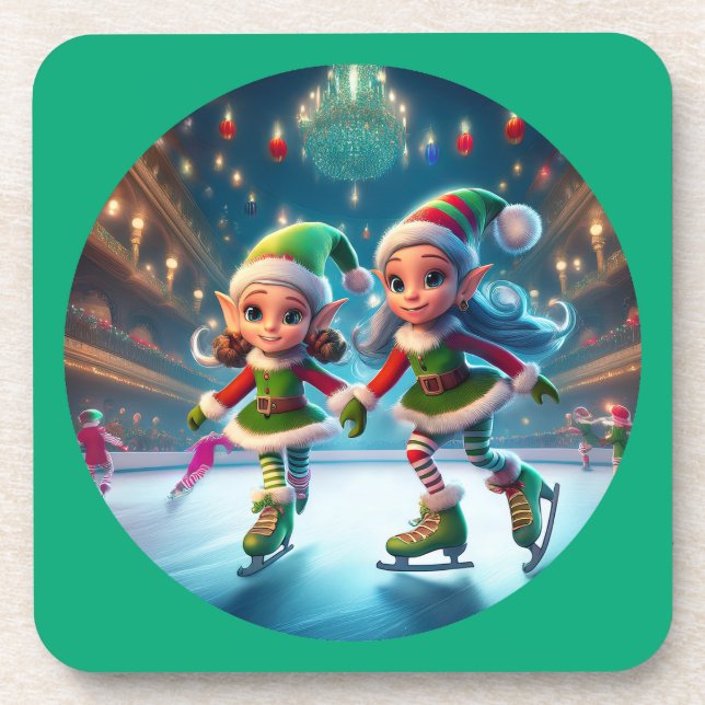 Posavasos Los pequeños ayudantes de Santa Ana patinan en el  (Frente)