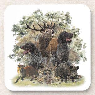 Posavasos Los punteros con el cabello cableado alemán, la pa