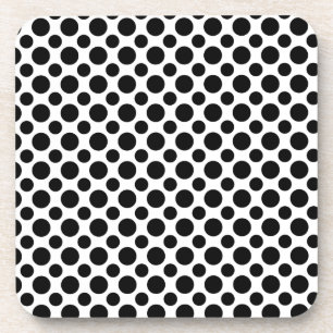 Posavasos Los puntos de Polka Blanco Negro grandes y pequeño