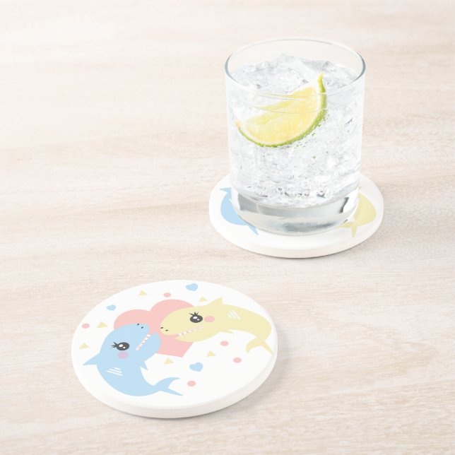 Posavasos Los tiburones aman al Personalizado gracioso Paste (Lado)