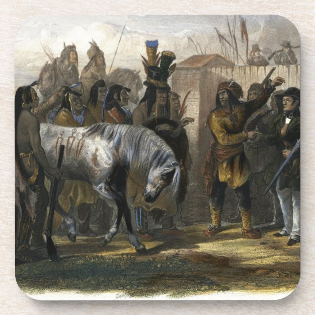 Posavasos Los viajeros que encuentran con a los indios de (Frente)