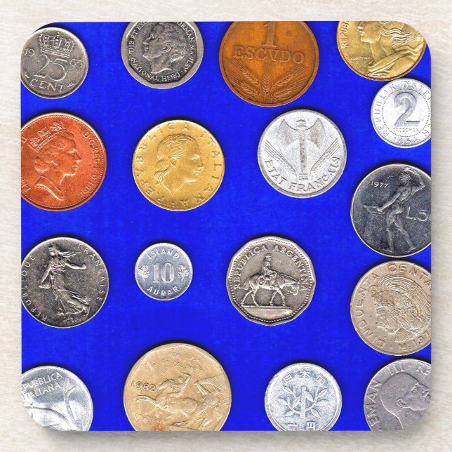 Posavasos lotería monedas extranjeras antiguas (Frente)