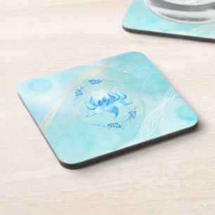 Posavasos Loto de Luz de Azure – Obra de Arte Floral Tranqui