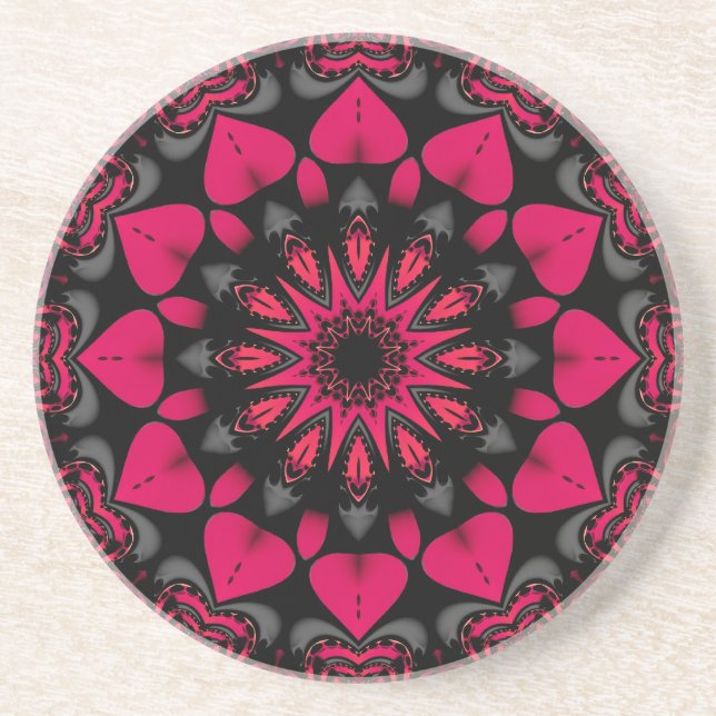 Posavasos Lotus Love Mandala Pink Black (Frente)