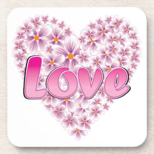 Posavasos Love Daisy Heart Pink
