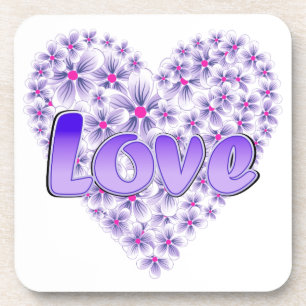 Posavasos Love Daisy Heart Purple