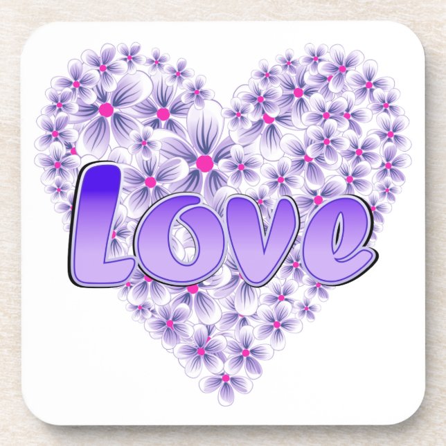 Posavasos Love Daisy Heart Purple (Frente)