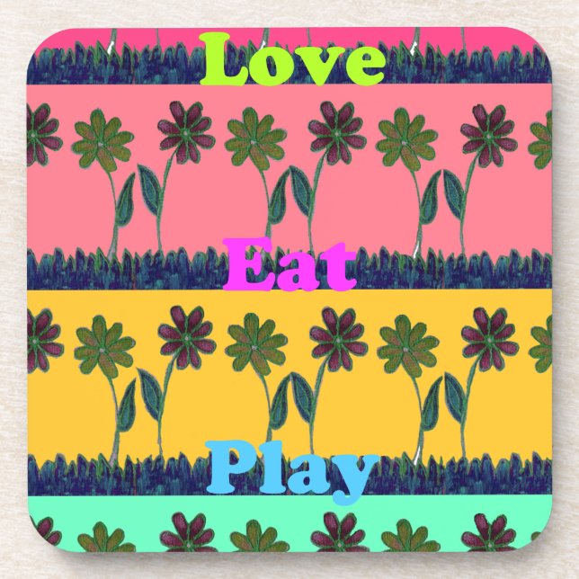 Posavasos Love Eat Play Art Print (Frente)