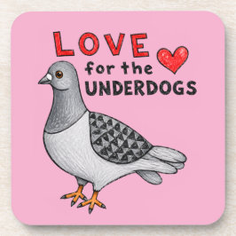 Posavasos Love for the Underdogs – Rosa Untersetzer Taube